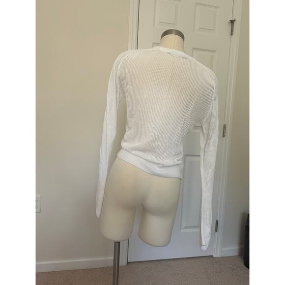 Zara white ribbed see through slouchy sweater top, size small - Picture 3 of 7